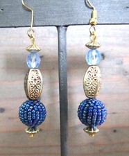 BEADED EARRINGS, Acrylic and Czech Glass Beads, Dangle, Handcrafted, item 137
