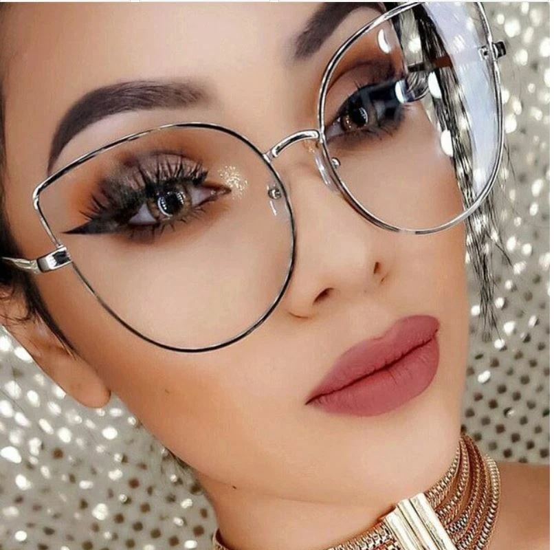 Mujer Lentes Transparentes Marco Dorado de Metal de Moda Retro Casual | eBay