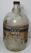 Rara vecchia bottiglia grafica vintage MFA Farm Stock Dip Gallon brocca etichetta carta fattoria