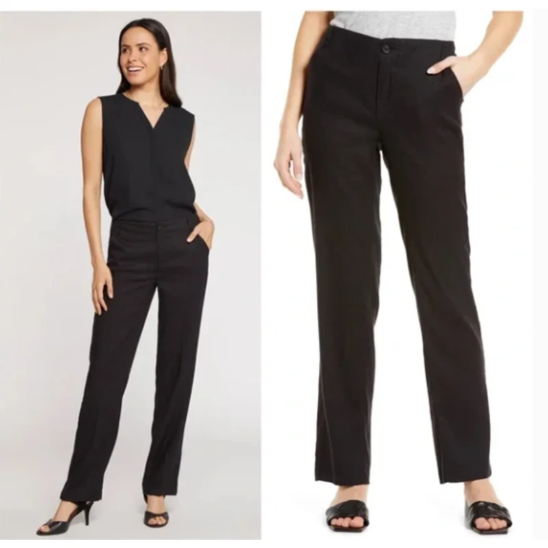 NYDJ Black Tummy Tuck Trousers Pants Slacks Straight Leg 16