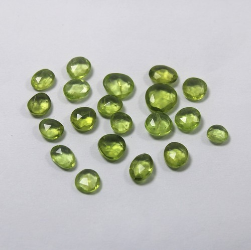 22.5 Carat 5x5.5-8x8.5 MM Natural Green Peridot Both Side Rose Cut 20 Piece Lot - Picture 8 of 17