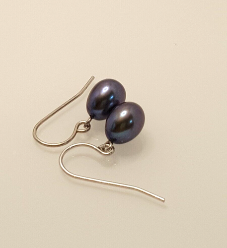 Gorgeous Sparkling Grey Cultured Pearl Drop Earrings 925 Solid Silver #21819 - Picture 19 of 23