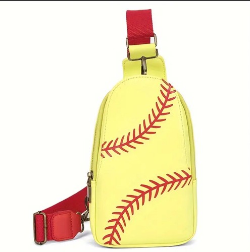 Baseball or Softball PU Leather Crossbody Chest Shoulder Unisex Adjustable Bag - Picture 13 of 22