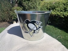 PITTSBURGH PENGUINS Hype Full Wrap Logo Ice Metal Bucket, 5-Quart W/ HANDLE New
