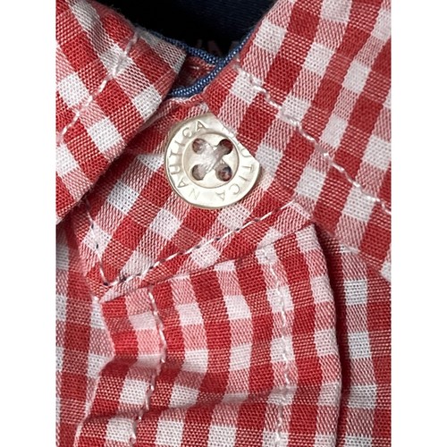 Nautica Top Boys Long Sleeve Button Down Shirt Sz Medium 10 12 Kids Orange Fall - Picture 7 of 12