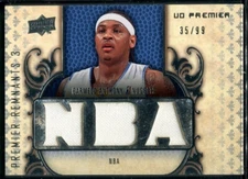 2008 UD PREMIER REMNANTS 3 CARMELO ANTHONY NBA SILVER #PR3-CA JERSEY /99 BJA1
