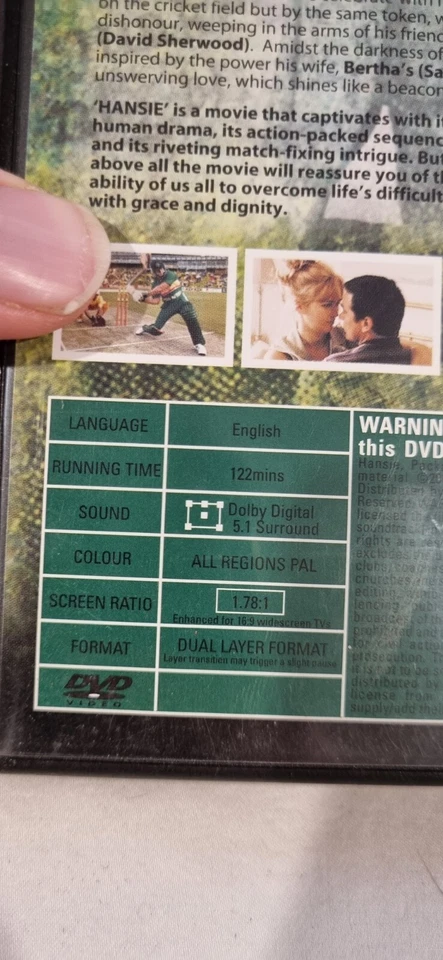 Hansie - A True Story (2008) DVD All Region Drama Biography Sports Cricket - Image 3 of 4