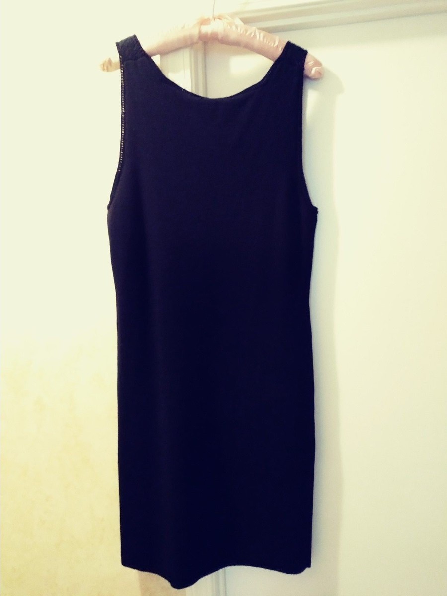 black dress white piping Aurora Veil Black & White Sleeveless Midi Dress main image 0