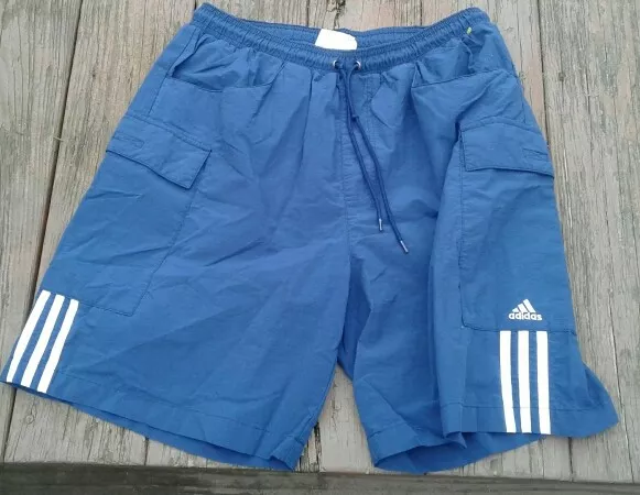 Adidas Shorts RN#88387 Blue w/ Pockets Drawstring Elastic |