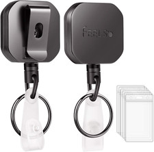 2 Retractable Badge Reel ID Card Holder Heavy Duty Metal With Belt Clip Key Ring