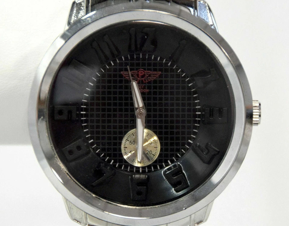 NUEVO NY London 2864 Diseño 3D Dial Números Negros Plata Pulsera Reloj Analógico Foto 3 de 4