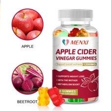 1200mg Apple Cider Vinegar ACV Gummies,Weight Loss  Health Support  Free 60Pcs