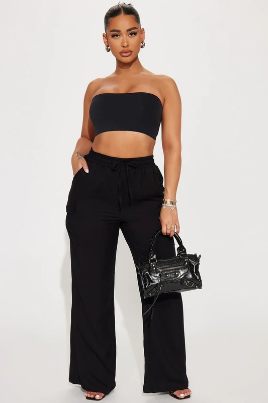 Fashion Nova Camilla Wide Leg Cargo Pant Black Casual Pants Small Lightweight