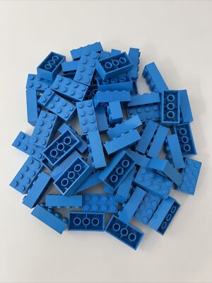 LEGO LOT 60 PCS DARK AZURE BLUE AZUR 2X4 BRICKS BUILDING PIECES