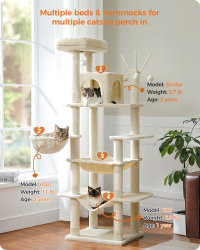 PAWZ Road 175cm Cat Tree Tower Scratching Post Scratcher Condo House Furniture - Picture 22 of 32