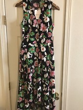 Who What Wear Women’s Dress Size XS Black Floral Print Maxi Wrap Ruffled Layered