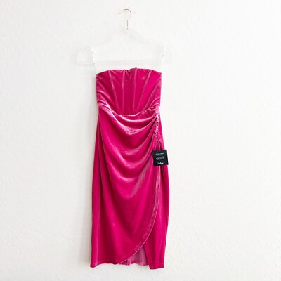 NEW Lulus Women's Glamorous Celebrations Velvet Strapless Mini Dress Hot  Pink XS | eBay
