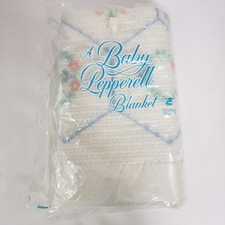 Vtg Baby Pepperell Blanket Infant Security Satin Trim Flowers 36 x 50 NOS New