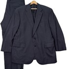 Vintage Corbin 2 Piece Suit Mens 44R Pants 38x28 Navy Pinstripe Notch Lapel GUC