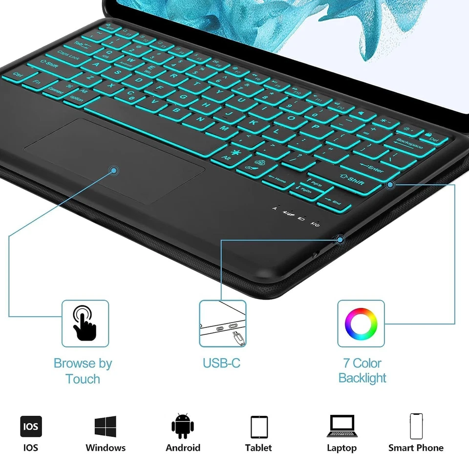 Backlit TouchPad Detachable Keyboard+Case Cover for Amazon Fire Max 11" Tablet - Image 3 of 4