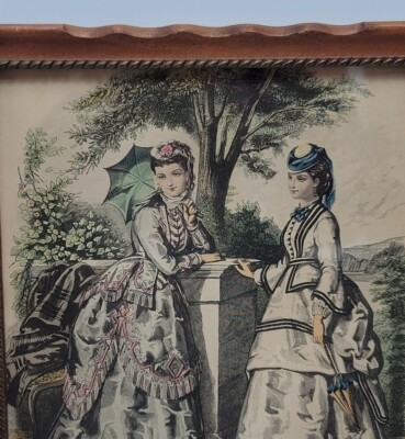 Vintage La Mode Illustree Framed Victorian Fashion Print Bonnard