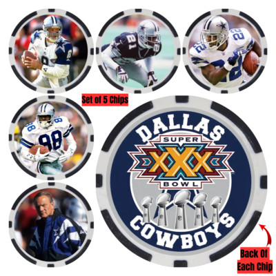 COWBOYS SUPER BOWL XXX PLAYERS - 5 POKER CHIP SET