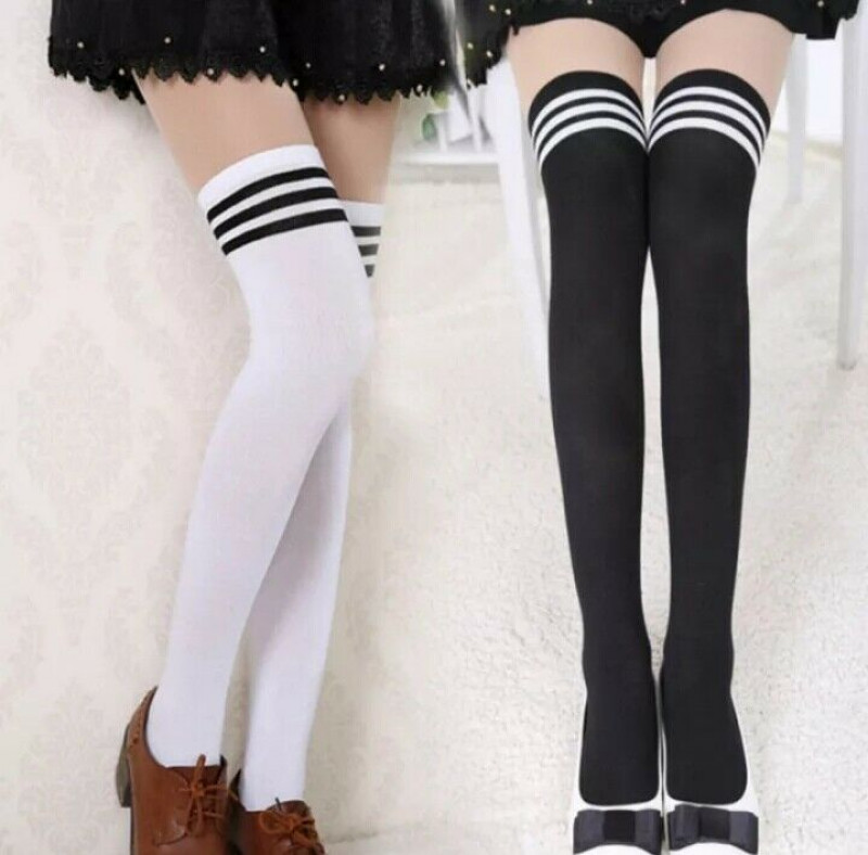 Thigh High Socks High knee Socks Women Striped Over Knee Stocking