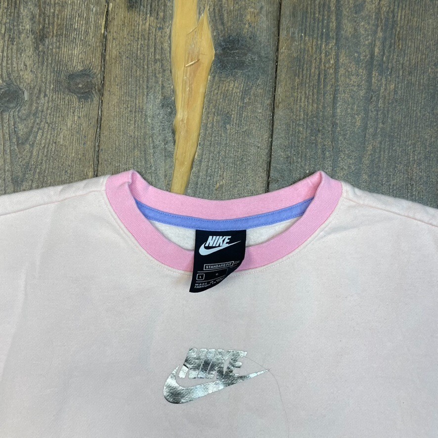 Nike Sweatshirt Womens Y2K Centre Swoosh Pull Over Sports Jumper, Pink, Large image 7