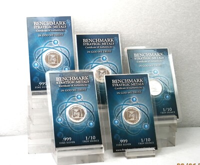 SILVER 1/10 OUNCE INVESTMENT ROUND 5 PAK PURE 999FINE STACKERS & PREPPERS 4g