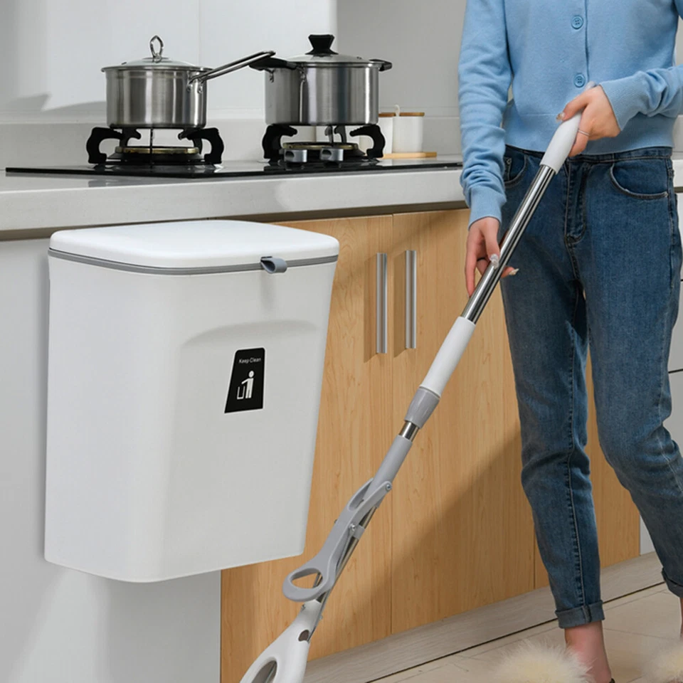 9 L Mülleimer Abfalleimer Bio Müll Eimer Abfallsammler Küche Bad Schrank Hängend - Bild 3 von 4