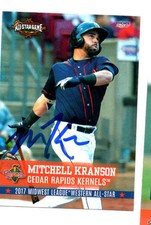 MItchell Kranson 2017 Midwest League All Star auto signed card Cedar Rapids