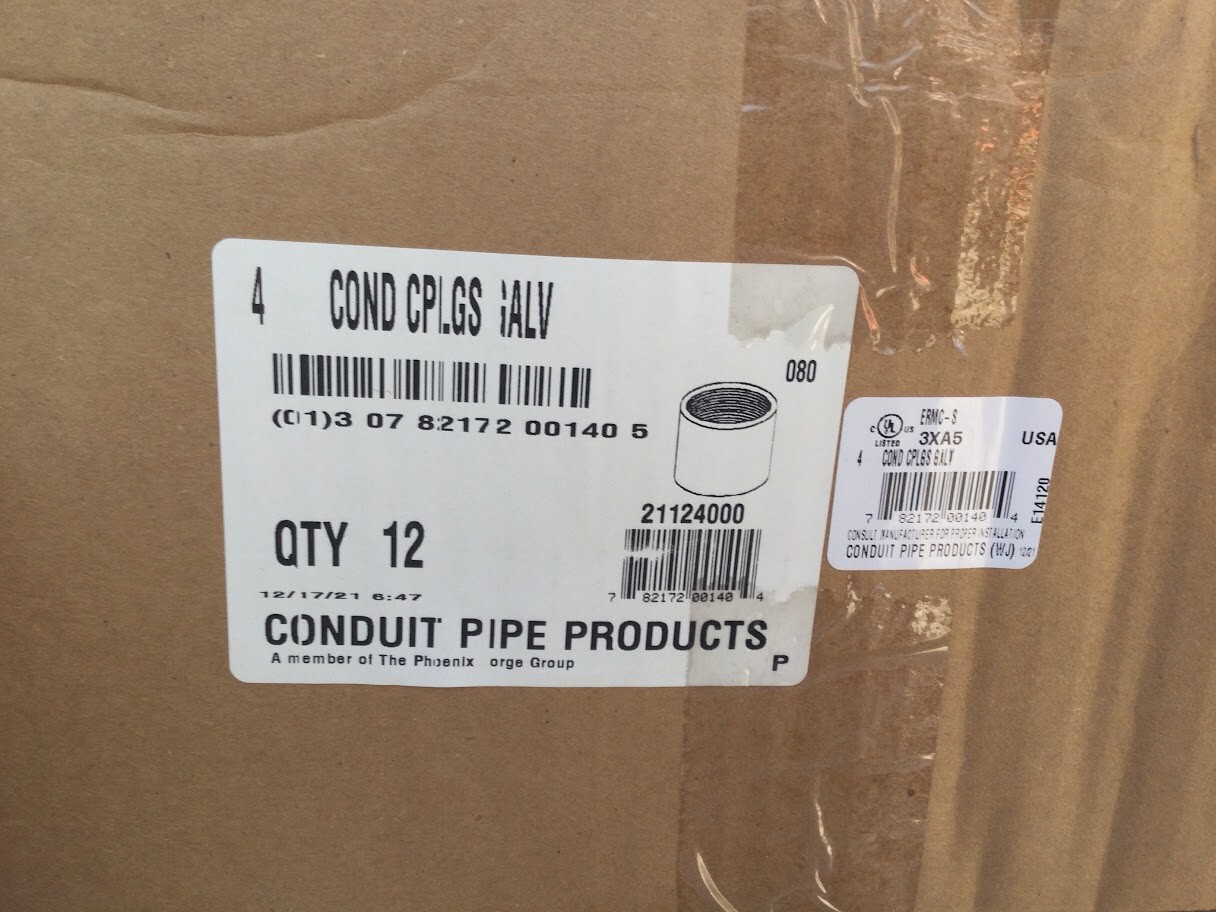 4" EMT Threaded Conduit Coupler 21124000 12 PACK