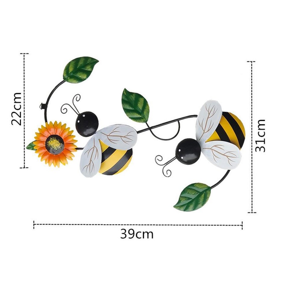 Bee Wrought Iron Wall Hanging Decor Art Animal Sculpture Outdoor Decor