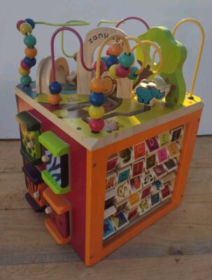 B. toys Wooden Activity Cube - Zany Zoo Alphabet Animal and