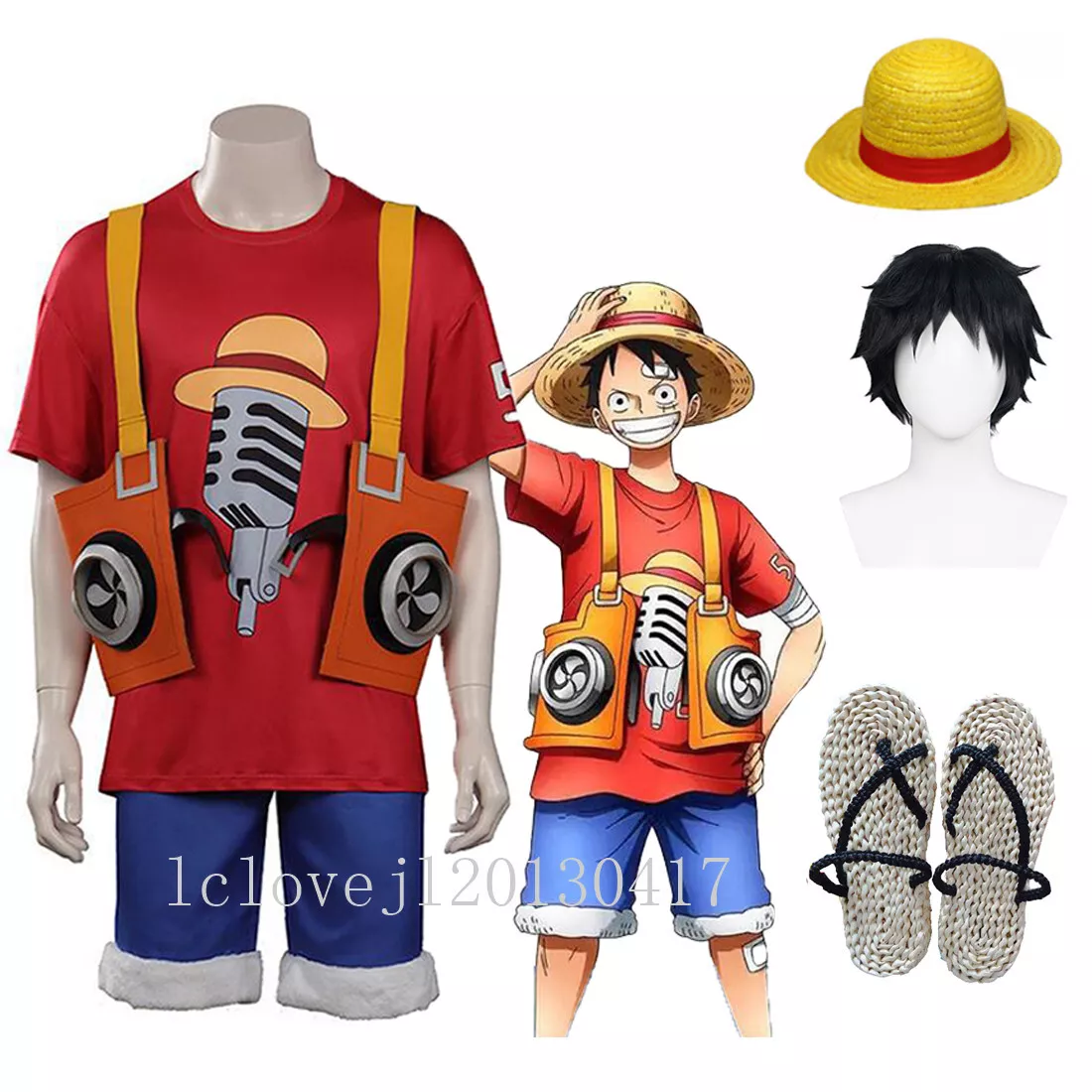 Men Kids Halloween Party One Piece Monkey·D·Luffy Suit Cosplay