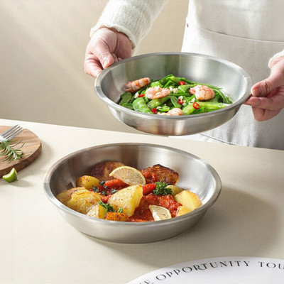 316 Stainless Steel Round Serving Dish for Picnic Camping Travel and BBQ