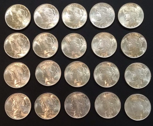 Lot of 20 BU/ GEM 1922 Choice Silver Peace Dollars 1 Roll !