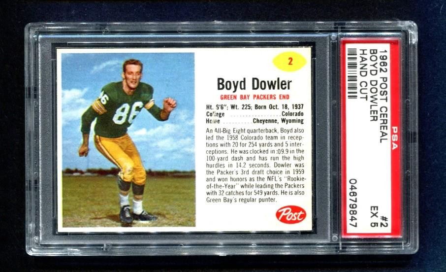 1962 Post #2 Boyd Dowler (Packers) (SCCF)   PSA 5   (Flat Rate Ship)