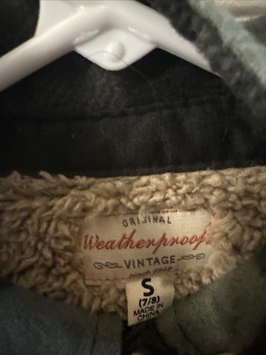 Weatherproof Green Boys 7/8 Plaid Sherpa Lined Snap Flannel Coat Jacket. Used - Picture 7 of 7