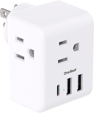 Multi Plug Outlet Extender, Power Strip Non Surge Protector 3AC 2U1C, White