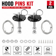 Universal Car Hood Pins Kit Lock Clip Stainless Steel Racing Hood Latch Black