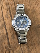 CASIO G-SHOCK GST-110D Solar Watch Blue Stainless Steel Band