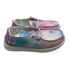 Size Y4 L5 Hey Dude Wendy Youth Kids Girls Unicorn Dreamer Slip On Shoe Tie Dye