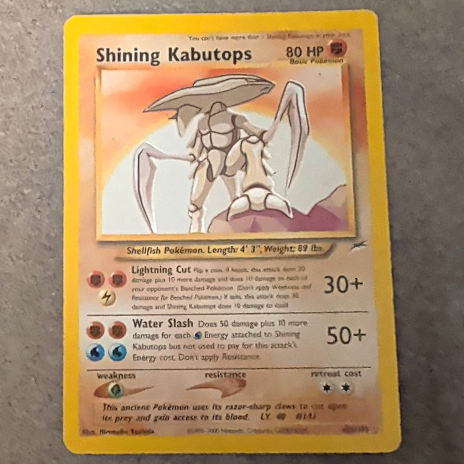 Shining Kabutops 108/105 Neo Destiny Secret Rare Holo EN 80HP
