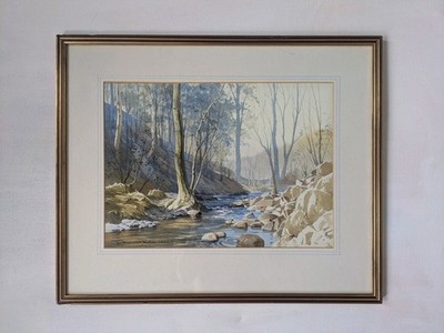 Dennis Rothwell Bailey 1986 Original Aquarell Landschaft gerahmt Kunstwerk