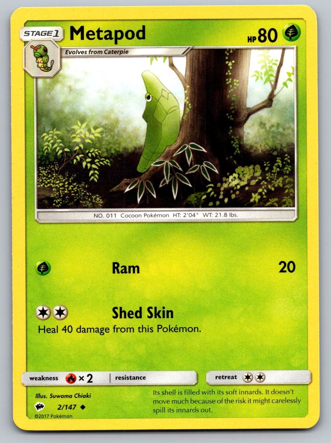 Metapod 2/147 SM - Burning Shadows Uncommon Pokemon Card