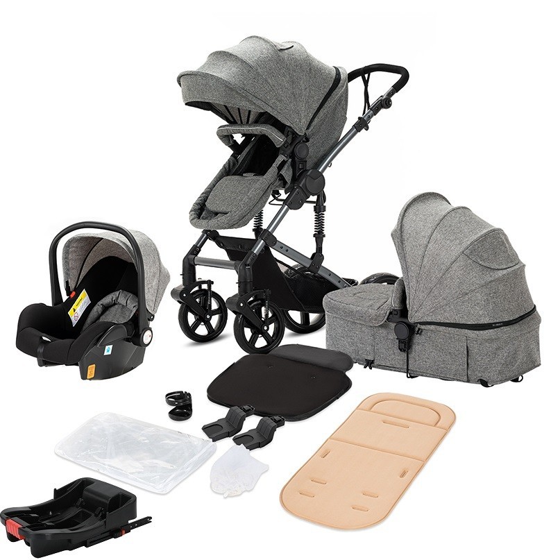 3 in 1 Baby Stroller Lightweight Stroller with Basket Car Seat Isofix Base  6Gift | eBay
