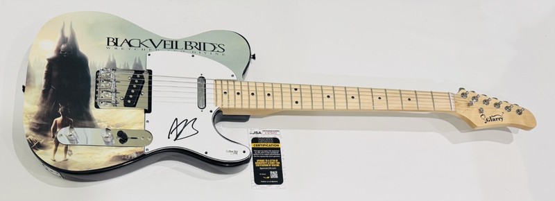ANDY BLACK SIGNED CUSTOM BLACK VEIL BRIDES WRETCHED AND DIVINE GUITAR JSA COA