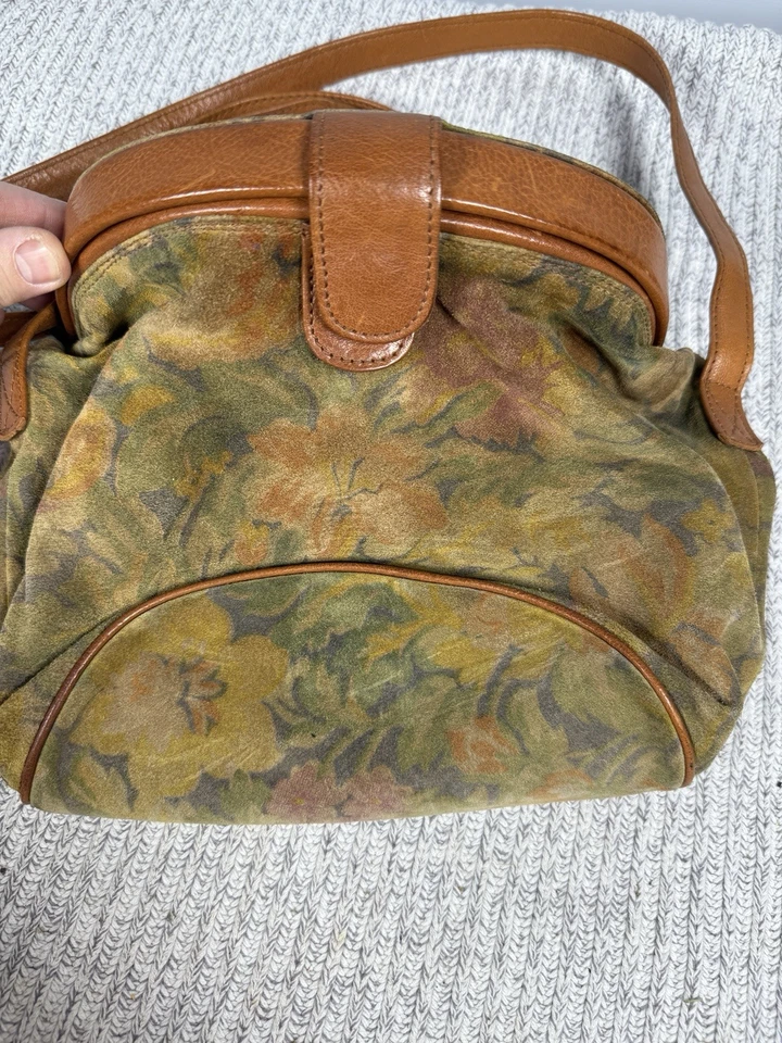 Bolso Cartera de Cuero Vintage Ann Taylor Floral Equipaje Italia Casa Núcleo 90 Foto 3 de 4