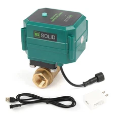 U. S. Solid Smart Motorized Ball Valve 1/2 in Brass Plug Wifi Remote Manual Knob